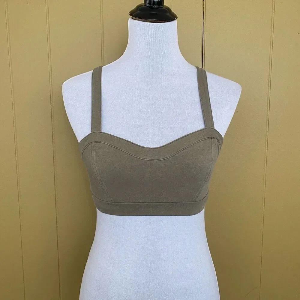 American Eagle women M spaghetti strap bralette with strap back olive green